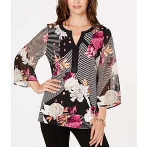 JM CollectionEmbellished Bell-Sleeve Top